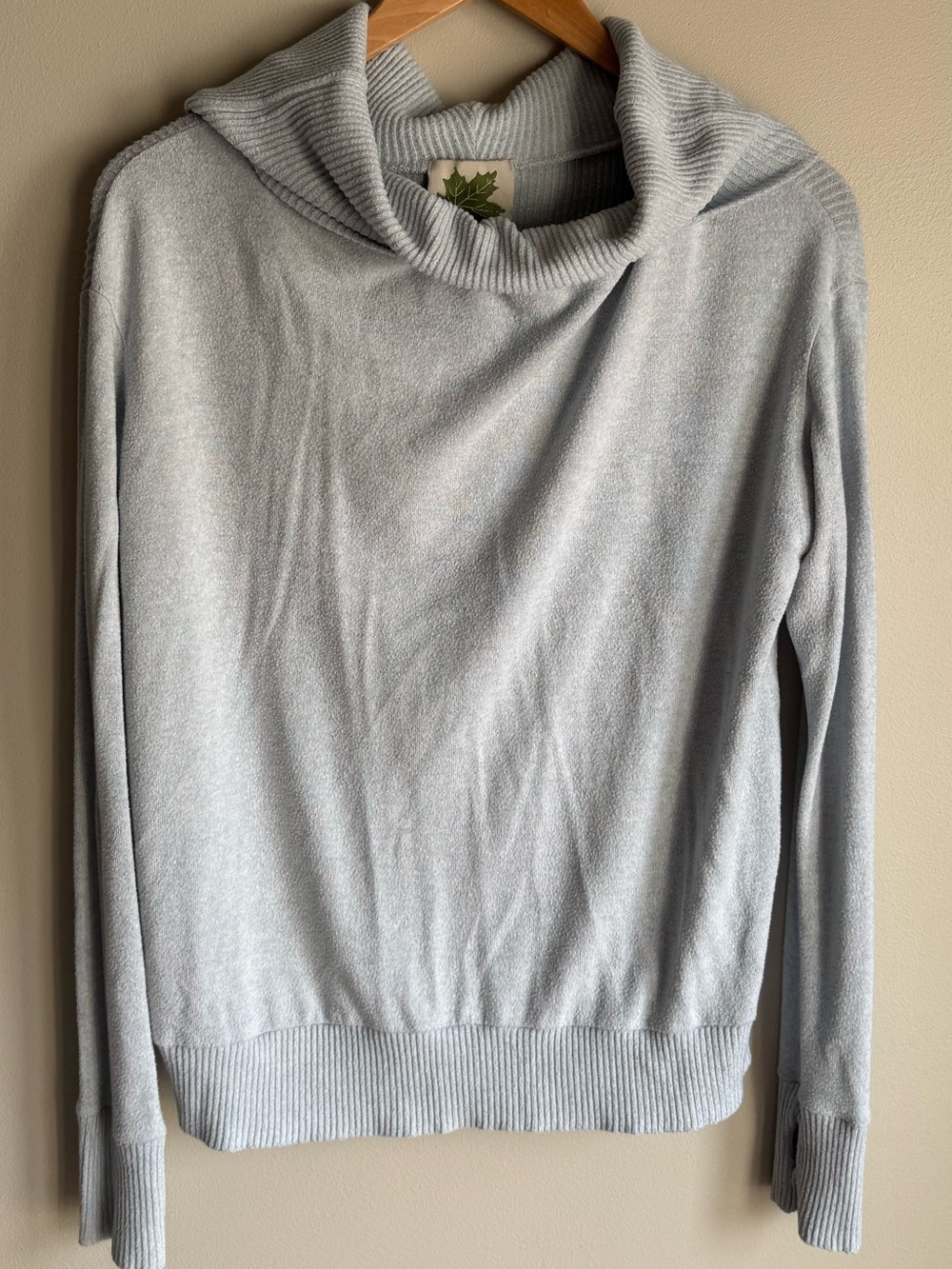 Maplesage Light Blue Women's Hooded Knit Sweater Size Medium